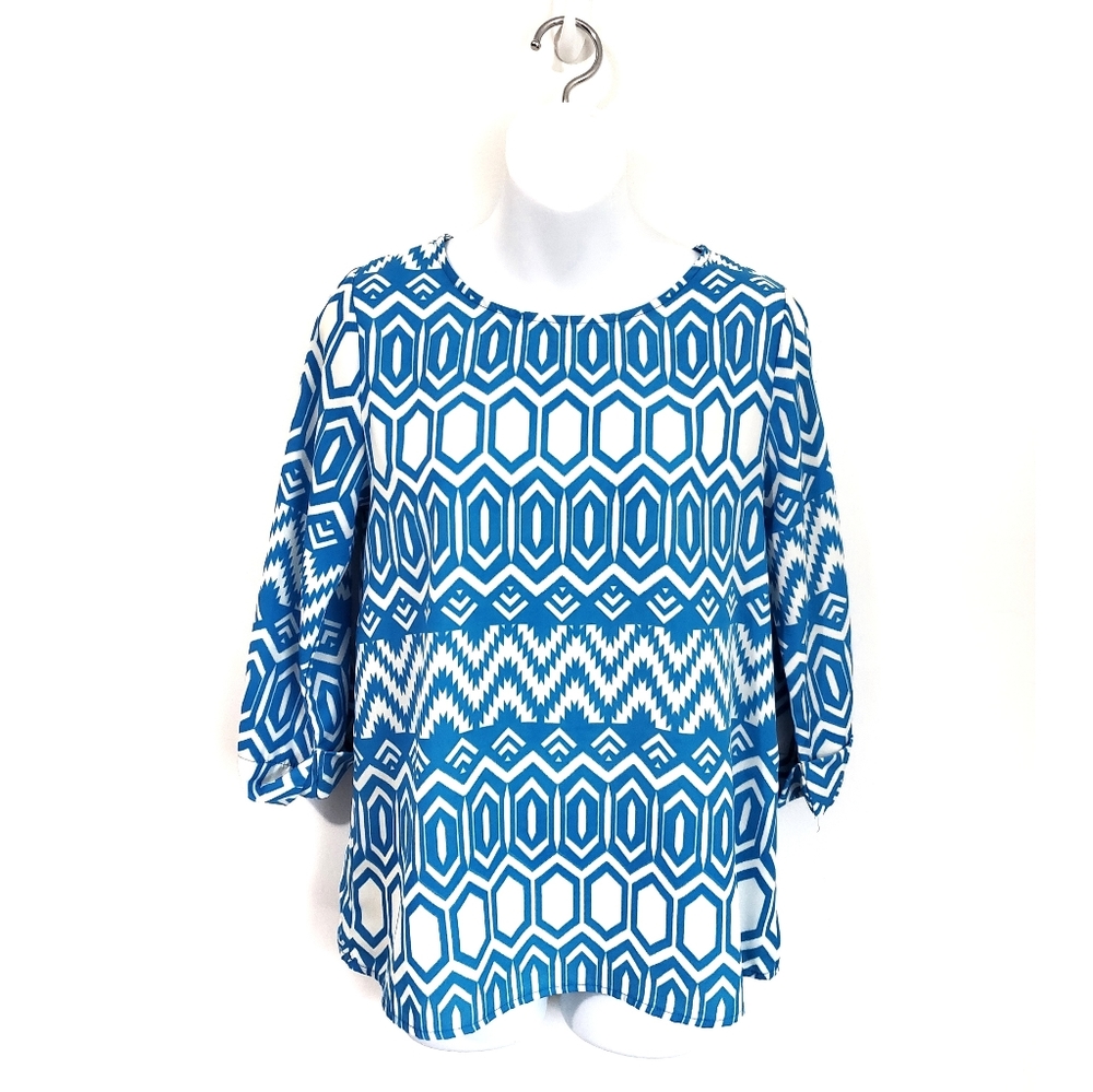 Everly Aztec Chiffon 3/4 Sleeves B